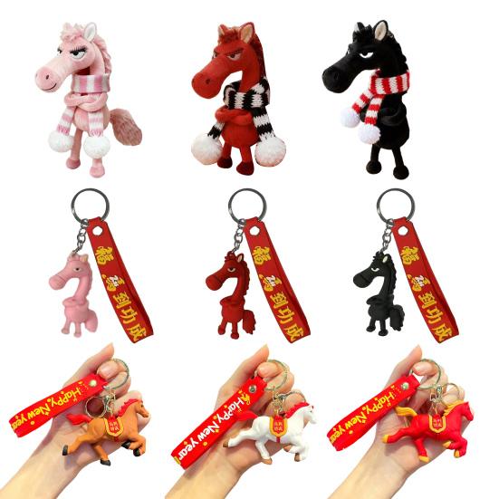 Cool Černý Kůň Plyšová Klíčenka Měkký Plyšový Přívěsek na Tašku Batoh Klíče Ručně Vyráběný Dárek pro Dívky Chlapce Přátele Rodinu Narozeniny Vánoce