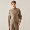Women's Cable Knit Cashmere Sweater - Long Sleeve, Half-High Neck, Saddle Shoulder, Loose Fit, Solid Color, Autumn/Winter Pullover.