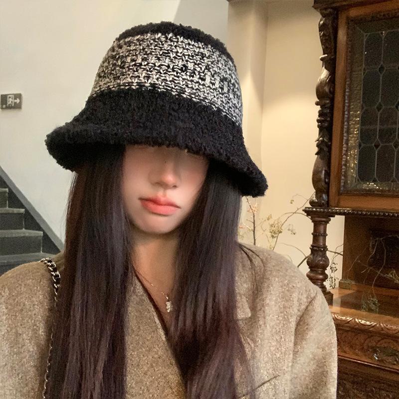 Bucket Hat Damen Herbst Winter Großer Kopfumfang Farbe Warm Fischerhut Passend Premium-Feeling Baumwolle Outdoor