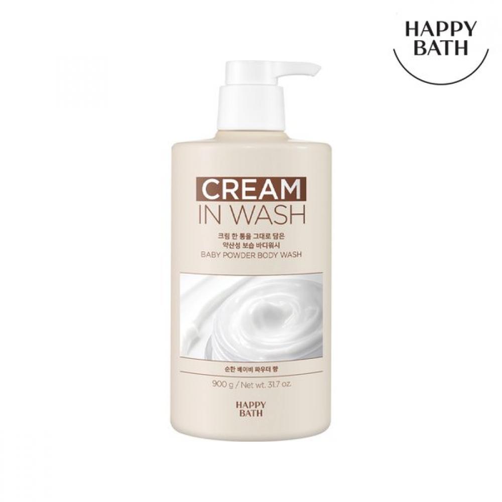 Happy Bath Creamy Wash Baby Powder Body Wash 900g