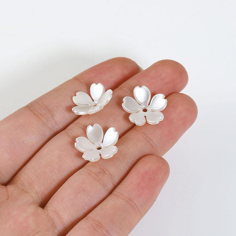 50-100pcs 15mm ABS Flowers Imitation Pearl Material Loose Beads Caps for DIY Bracelets Necklaces Jewelry Making Supplies