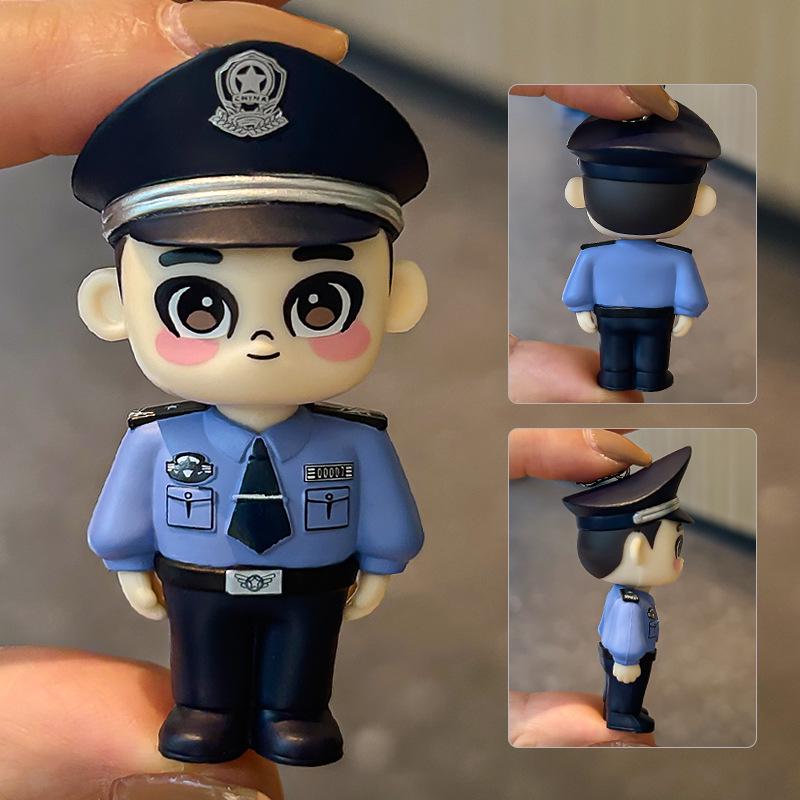 Cartoon Police Officer Keychain - Security, Traffic, Fire Service Commemorative Gift