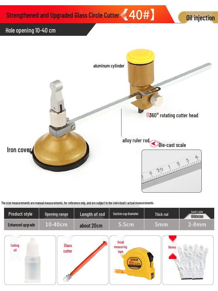 Circular Glass Cutter: Precision Tool for Drawing and Cutting Round Holes