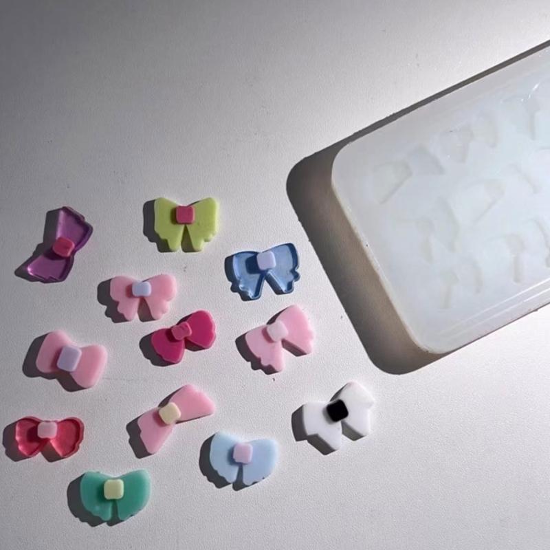 Bowknot Quicksand Shaker Filler Epoxy Resin Mold Accessory Resin Filling Silicone Mould DIY Cast Tool Jewelry Mould