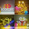 Cat Reading Neon Led Sign Mouse Read Book Wall Decor Light For Study Room Reading Room Library Dimmable Room Decoration USB