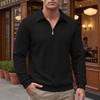 Men's Long Sleeve Jacquard Half-Zip Pullover Hoodie with Lapel for Spring and Autumn