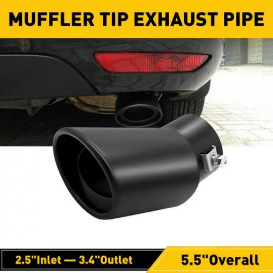 Black Car Exhaust Pipe Rear Tail Throat Muffler Tip 2.5  Inlet Auto Accessories