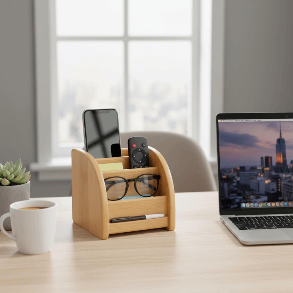 Simple Bamboo Pen Storage Box Wooden Creative Cosmetics Storage Box Office Supplies