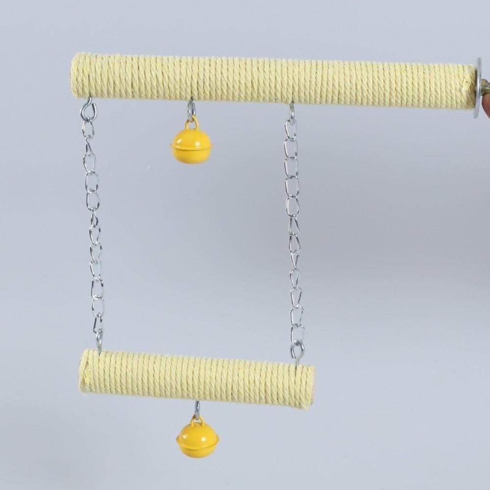Double Layer Wood Standing Stick Colorful Cotton Rope Bird Cage Swing  Training Perch