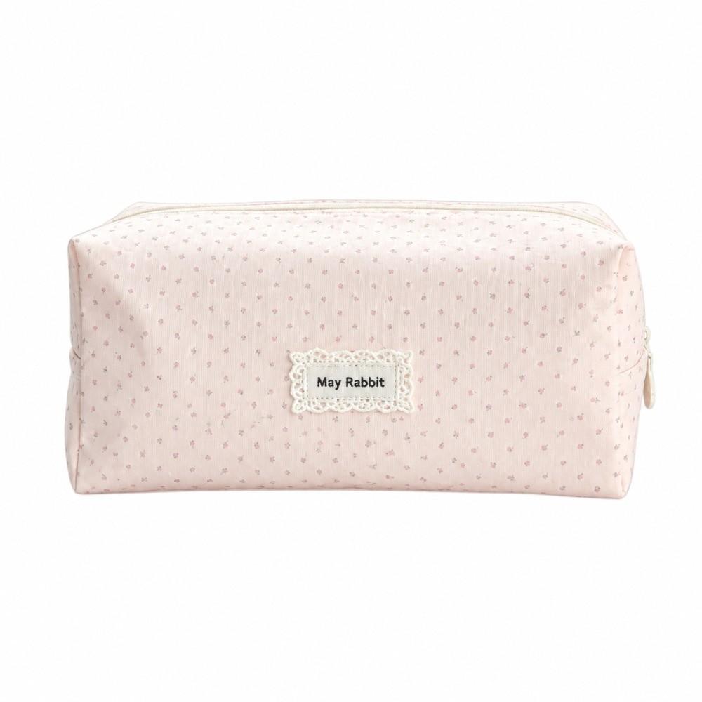 Polka Dot Pencil Case Canvas Storage Bag Cute Pen Pouch Student