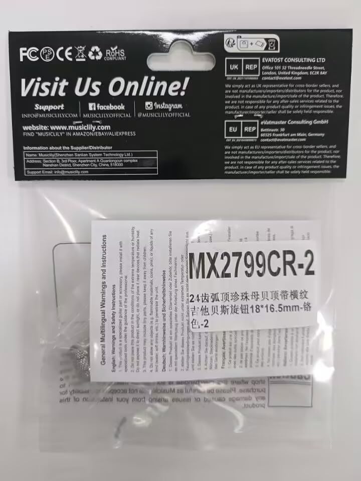 Musiclily Pro Inch-Tone Steel Dome Knobs, Mother of Pearl, Chrome, for USA Electric Guitars and Basses (Set of 2)