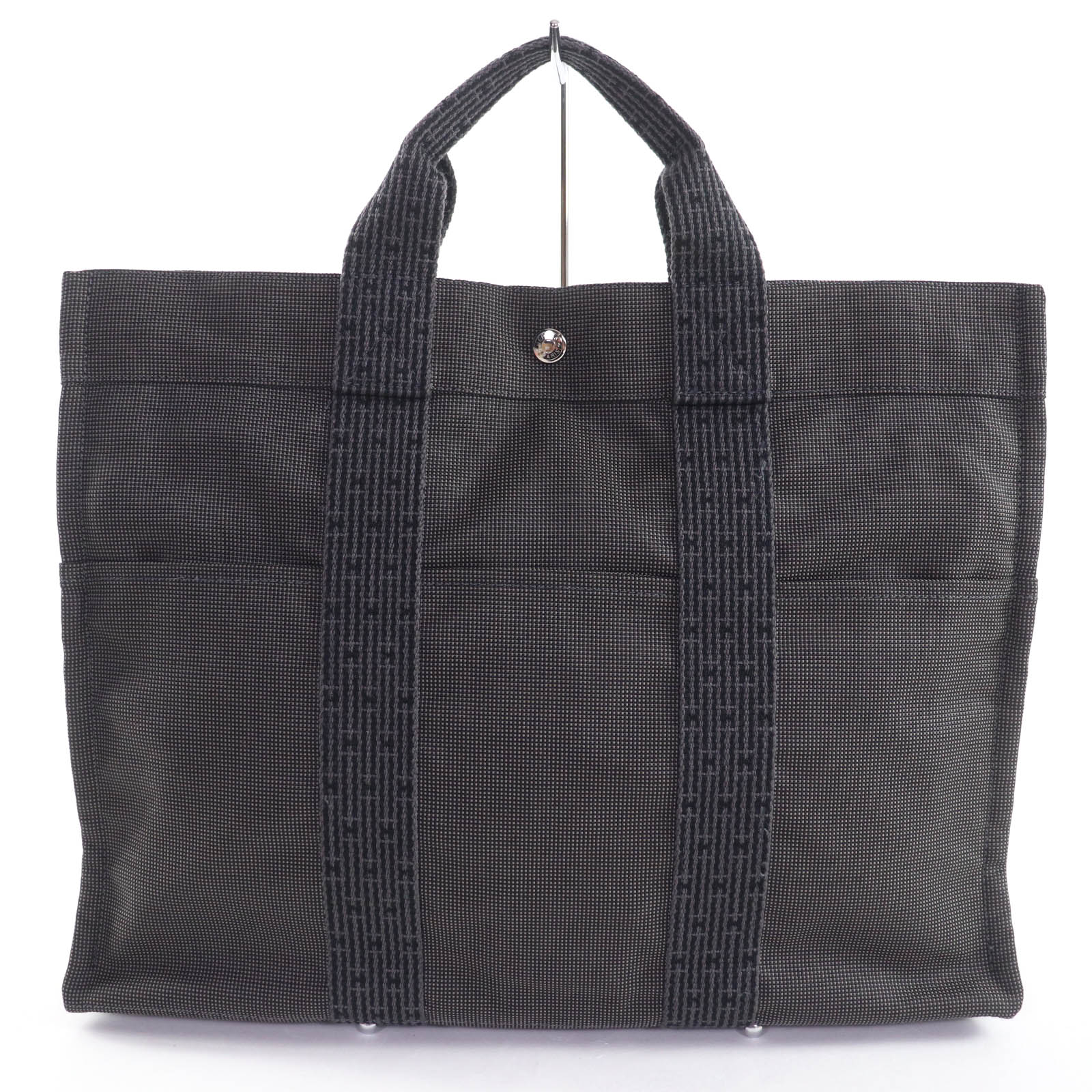 

Excellent HERMES Handbag Her Line MM Serie Metal Canvas Tote Bag gray Women Used