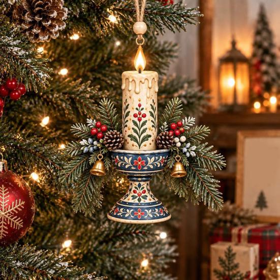 Holiday Party Wall Adornments Folk Art 2D Ornament, Acrylic Christmas Hanging Decoration, Retro Nutcracker Decorative Background Accents Angel
