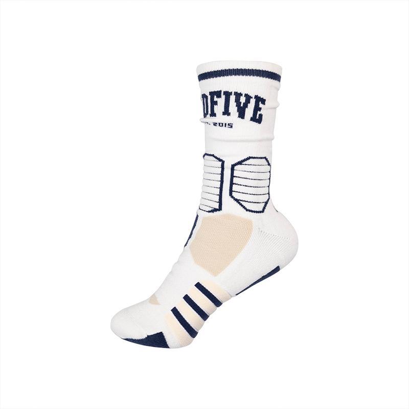 Li Ning Sports Basketball Collection Knee High Socks Unisex 1 Pack White/Deep Sea Ship Blue AWLT053-14 L