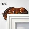 Wild Aesthetic Wall Hanging Western Horse Wooden Door Topper Decor, 2D Printed Rustic Frame Vintage Interior Wood Craft Ornament, Top Shelf Decoration