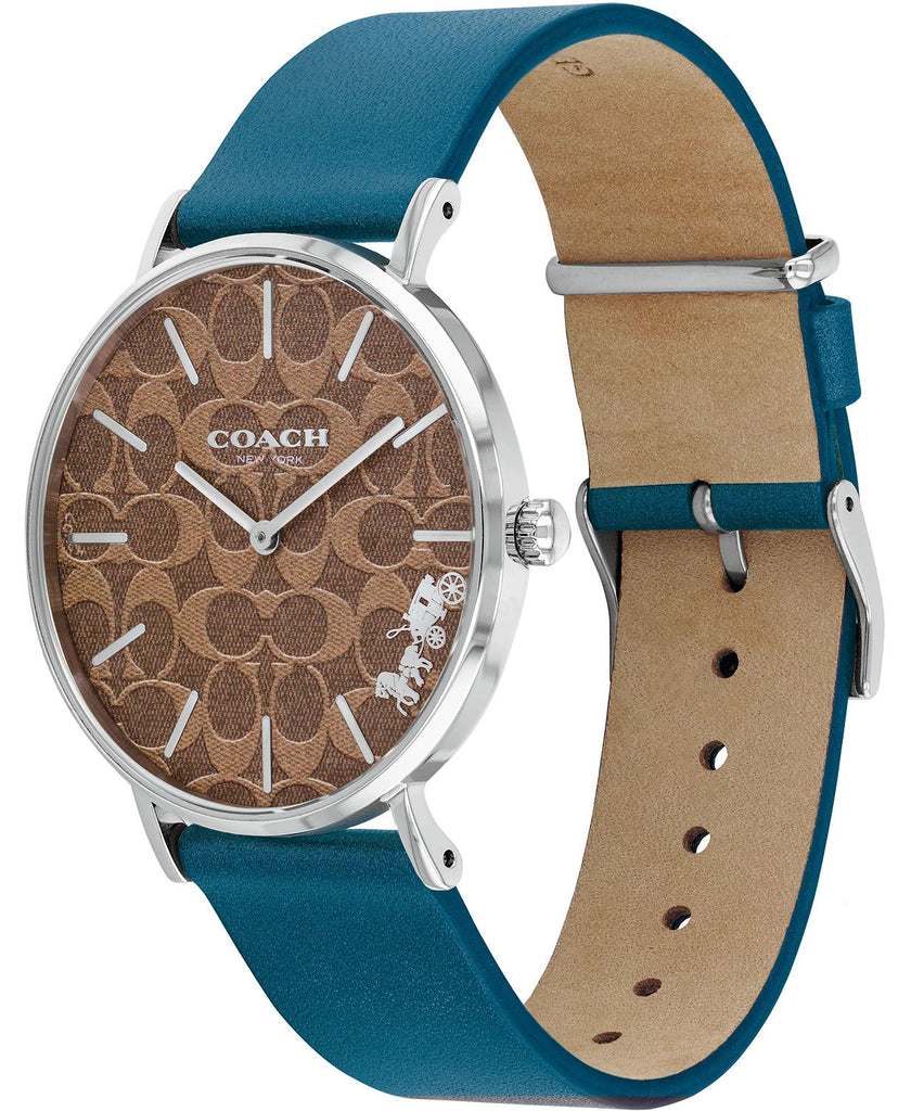 

Coach Coach Perry Coffee Dial Blue Leather Strap Watch for Women - 14503475