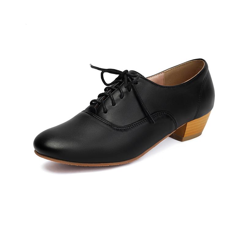 Women Pumps Round Toe Thick Mid Heels Lace-up Concise Ladies Fashion Casual Shoes Spring Autumn Yellow Black 43