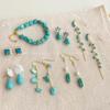 Retro Handmade Synthetic Turquoise Earrings & Bracelet Set for Women