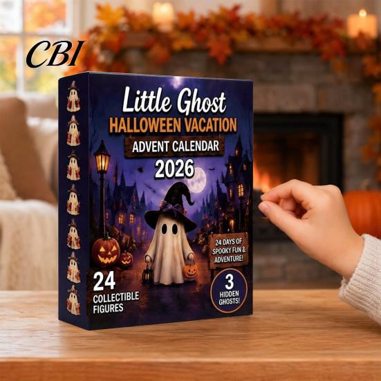 Halloween Themed Calendar Advent Calendar, 24 Days Ghost Countdown with Holiday Decoration Collectible Figures, Gifts for Kids Boys Girls Toddlers