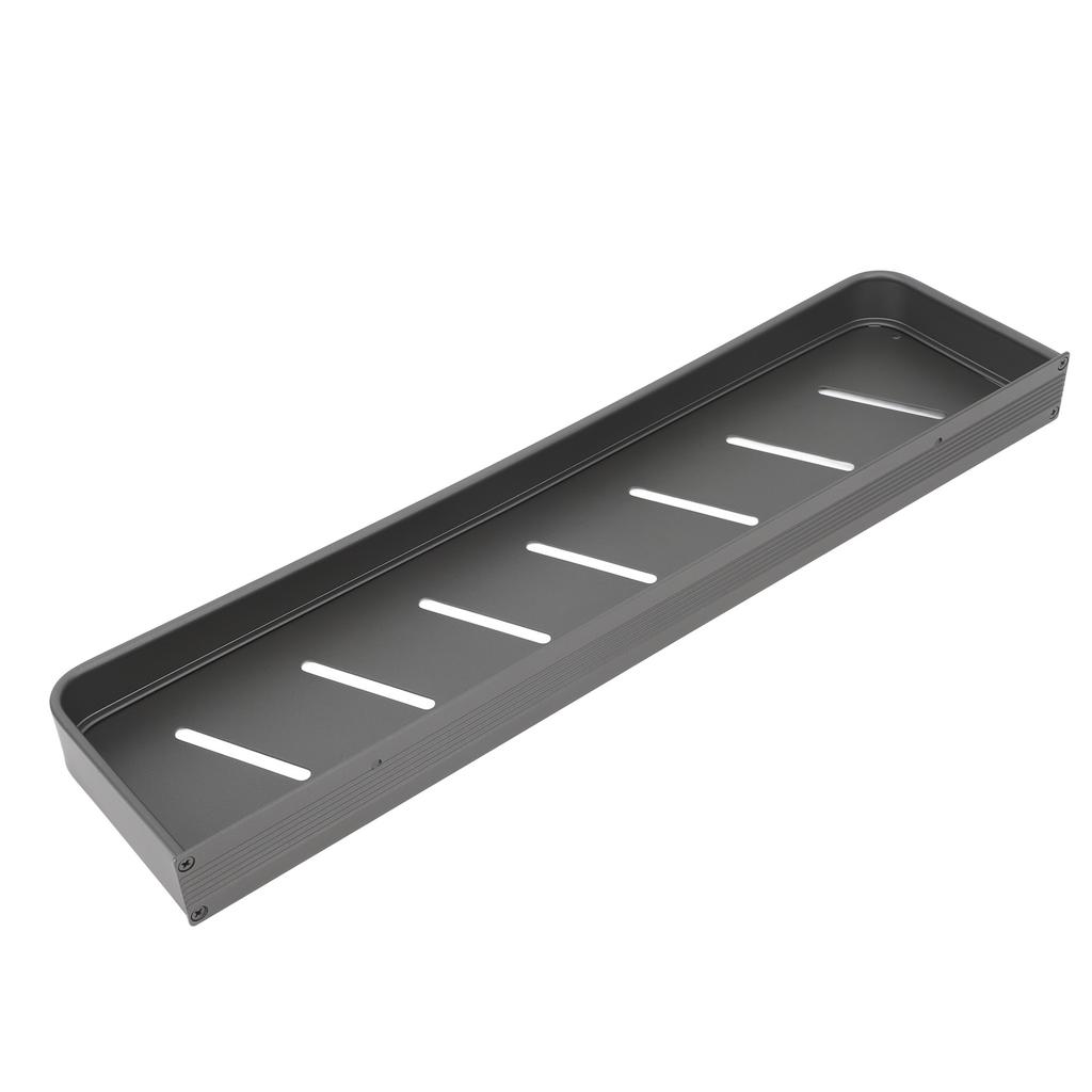 Shower Caddy Space Aluminum Rustproof Smoothing Simple Black Sturdy Bathroom Wall Shelf with 5 Hooks for Kitchen Laundry