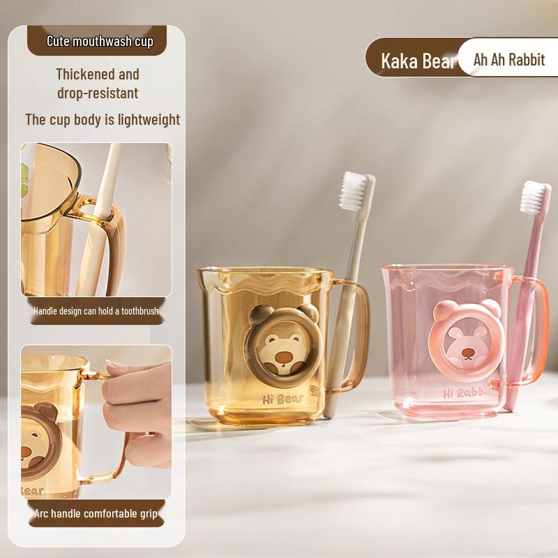 Mouthwash & Toothbrush Holder Couple Set - Transparent Tooth Mug