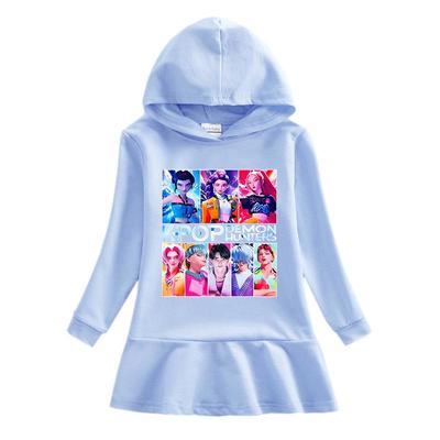 Spring/Autumn Kpop Demon Hunter Girl Group Hooded Ruffle Rainbow Cartoon Long Sleeve Dress for Girls