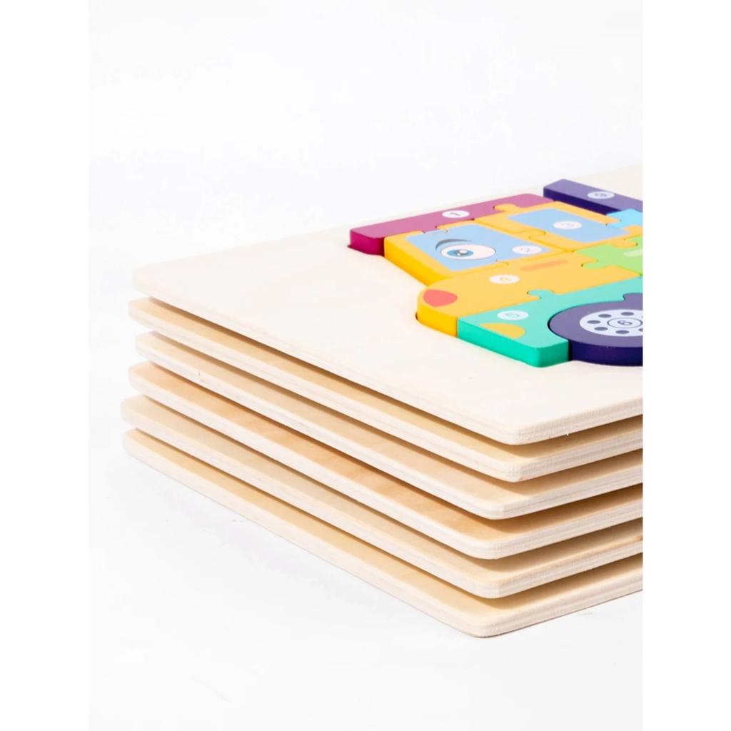 3D Vehicle Wooden Puzzle Hand-eye Coordination Transportation Jigsaw Puzzle Ages 1-5 Children Toddlers Preschool Educational Toy