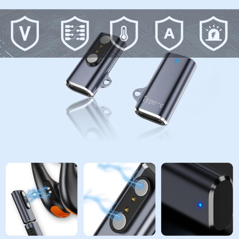 High Efficiency Magnetic Charging Adapter Type C to 2Pin 2.8mm Spacing Connector for Bone Conduction Earphones