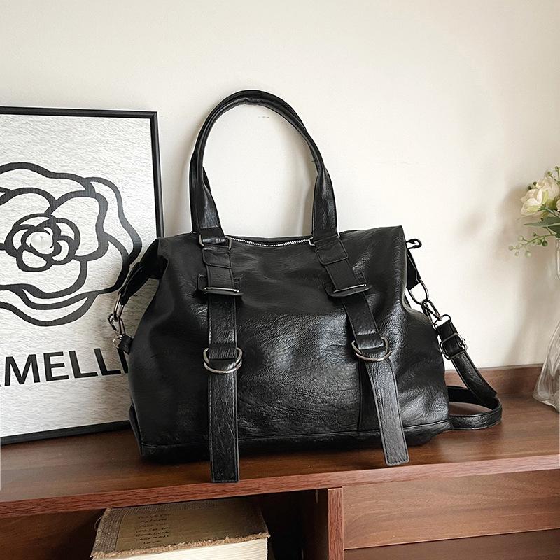 

Trendy women s bags, handbags, new trendy big bags, simple PU soft leather shoulder messenger bags чёрный