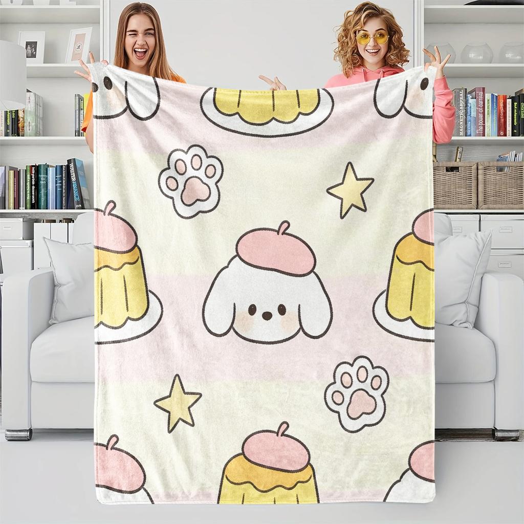 Sanrio Characters Flannel Blanket, Cute Cartoon Soft Warm Throw Blanket for Sofa Bed Travel Home Decor