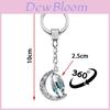 Tree Of Life Pattern Double-sided Rotating Moon Pendant Keychain Metal Key Ring Creative Small Gift Zinc Alloy