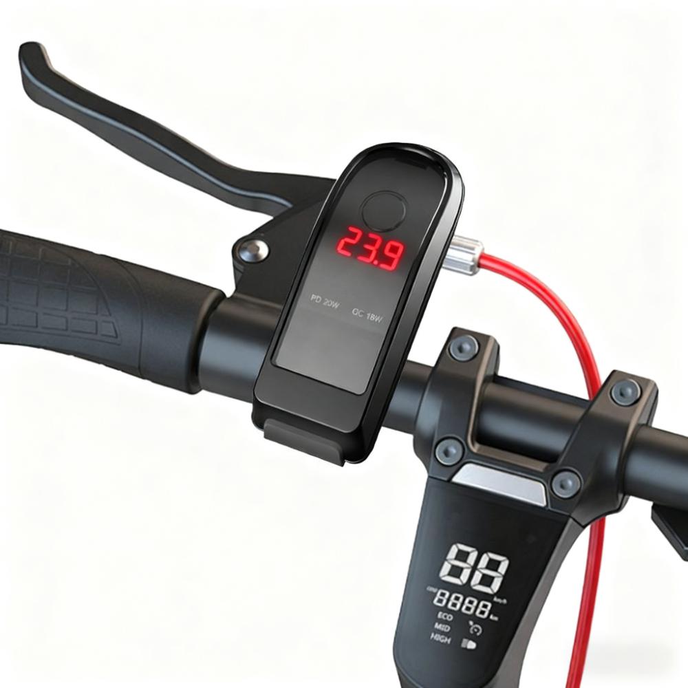 36W Motorcycle QC3.0 PD Charger Socket USB Type-C Fast Charging Motorcycle Charger Plug Voltmeter Thermometer Digital Display