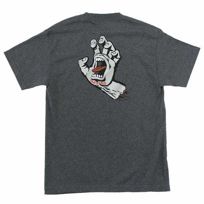 Santa Cruz SCREAMING HAND Skateboard T Shirt CHARCOAL HEATHER w/GREY Hand