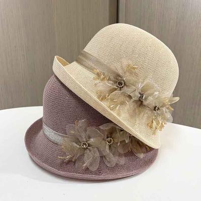 Frühling Und Sommer Dünn Vielseitig Mode Ausländischer Stil Modehut Blume Atmungsaktiv Gestrickter Fischerhut Damen Reise Sonnenschutz Schirm