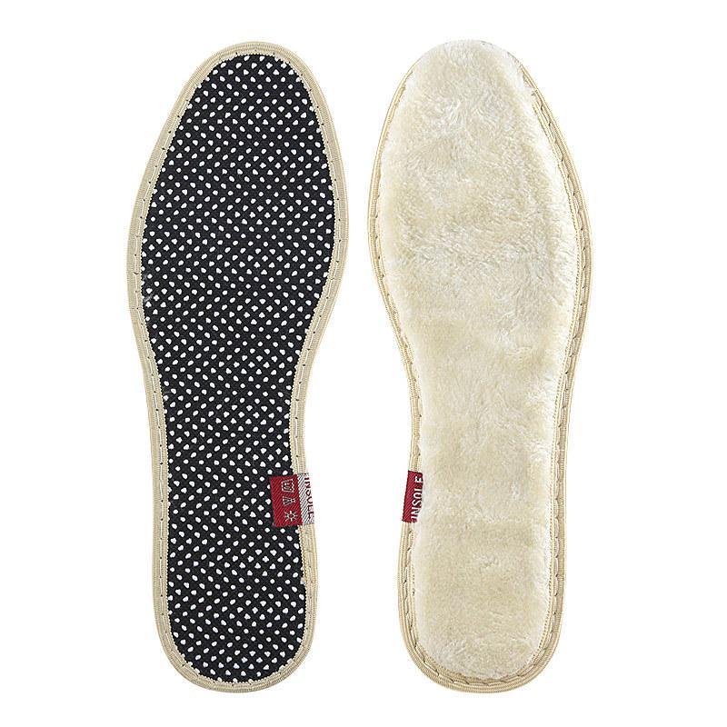 Зимние Новые Теплые Стельки Мужские и Женские Флисовые Утолщенные Влагопоглощающие и Дышащие Искусственная Шерсть Стельки Мягкие Подошвы Нескользящие Полные Вкладыши 44 yards бежевый