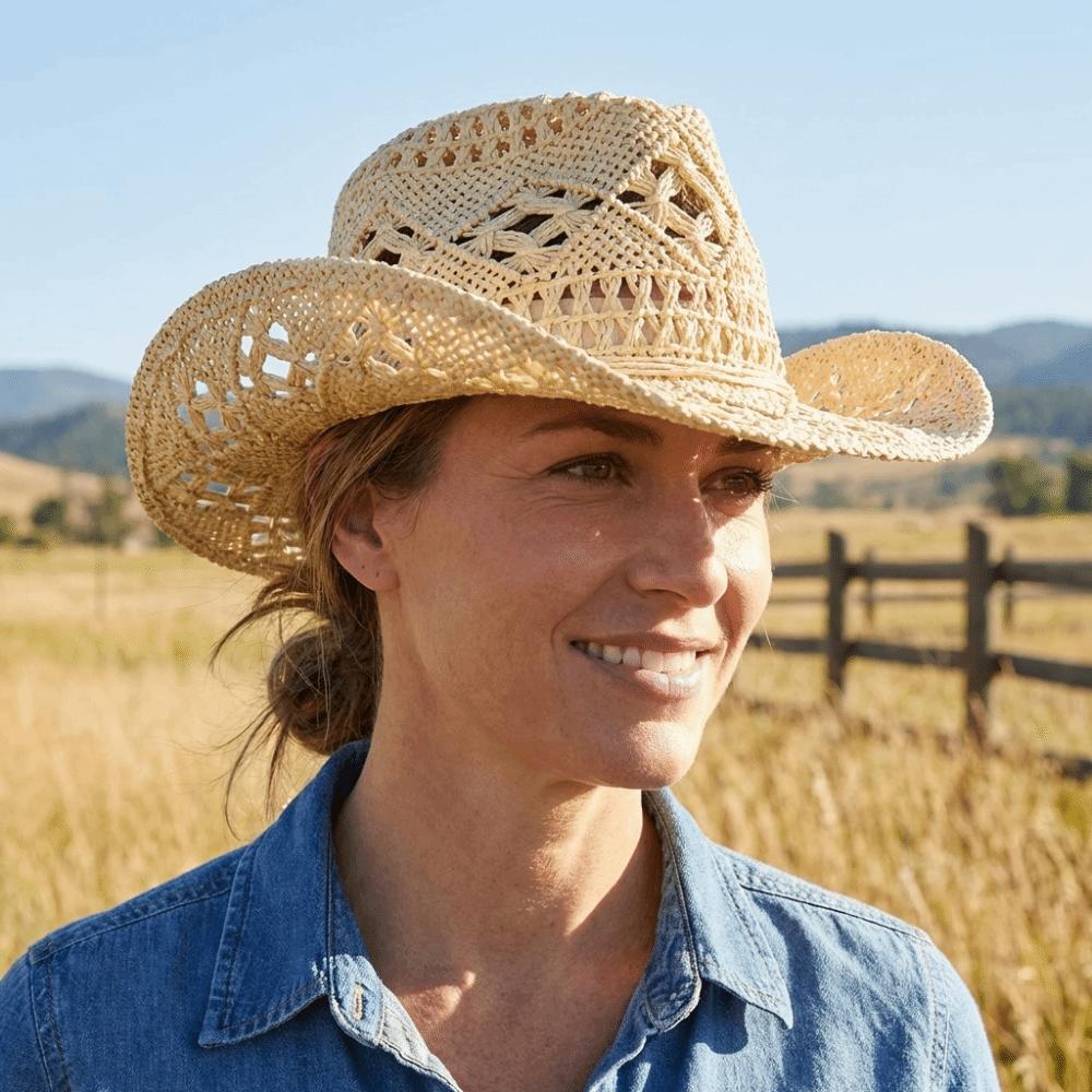 Fashion Hollow Out Bohemian Straw Hat Wide Brim Vintage Style Beach Hat Shell Decoration Foldable Sun Cowboy Hat Party