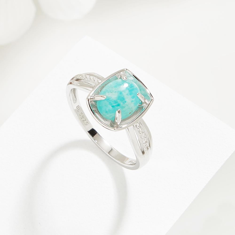 Natural Amazonite Jewelry Set Oval 7*9mm Earring Ring Real Gemstone925 Sterling Silver Fine Jewelry for Women Wife Mom Nice Gift