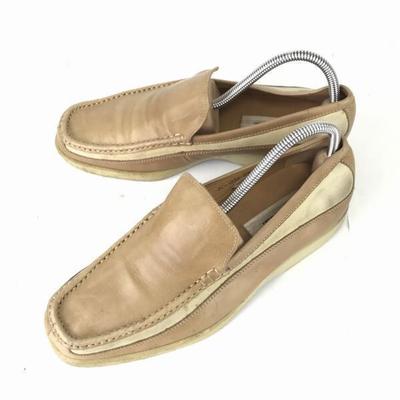 Pierre Cardin Leather Slip-On Loafers [24.5/Beige] Dress Shoes(USED)