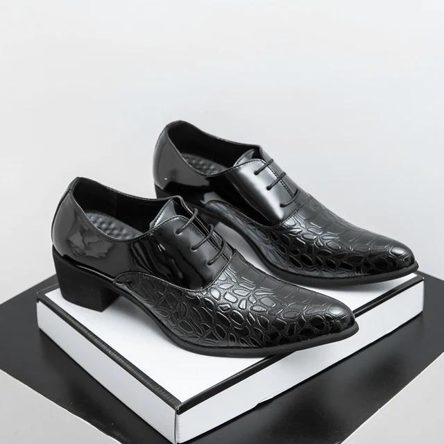 

Роскошные разноцветные туфли на высоком каблуке для мужчин, модные мокасины, мужские свадебные туфли для жениха, дизайнерские оксфорды из кожи с острым носком для платья 38