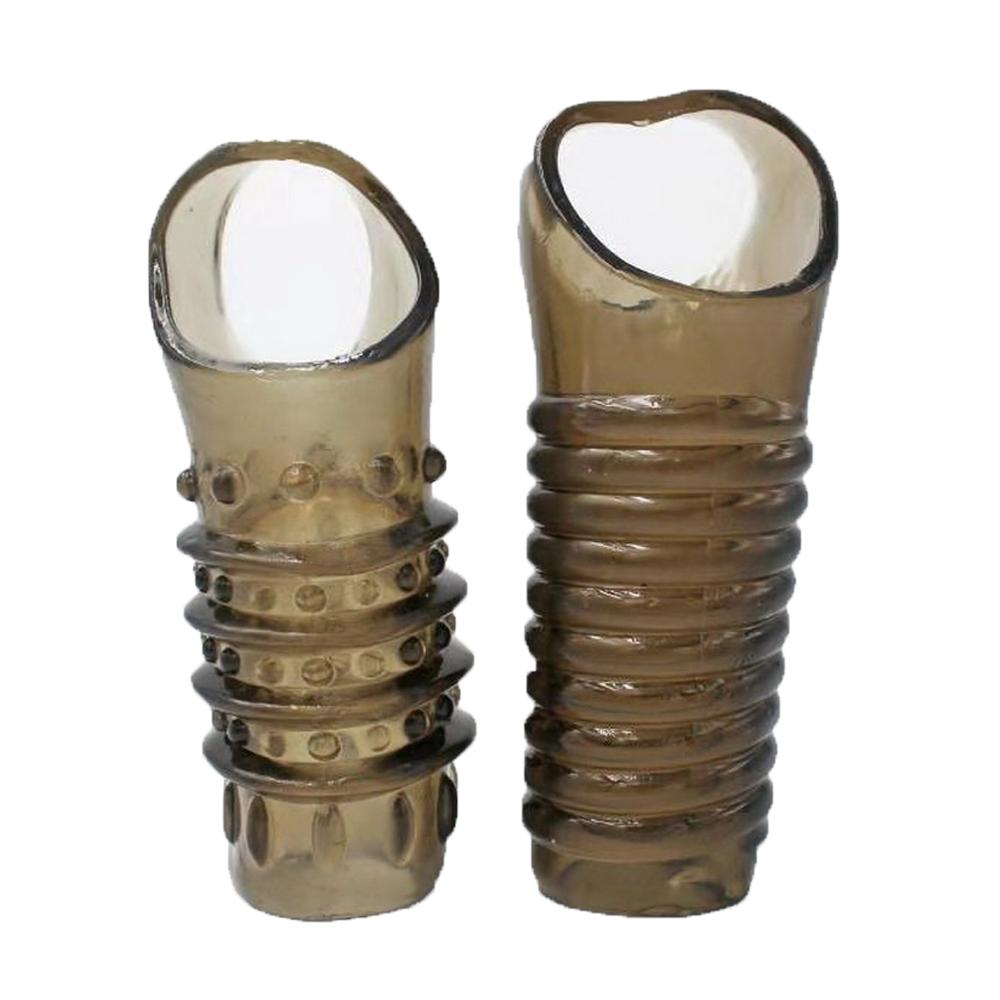 Silicone Penis Ring Adults Sex Toy for Men Vagina Condom Ribbed Multi Functional Dildo Girth Enhancer Anal Butt Plug Dick Sleeve