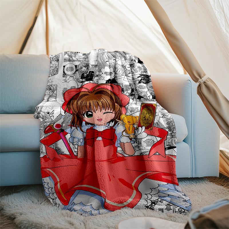 Sakura Kinomoto Theme Printed Blanket - Perfect for Couch, Bed, Travel & Outdoor Use | Machine Washable, Cozy & Durable.