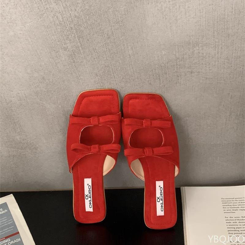 Fashion Women's sexy comfortabie flat Slippers Bowknot Fashionable versatile Shoes Summer New 2025 Elegant minimalist Sandalias