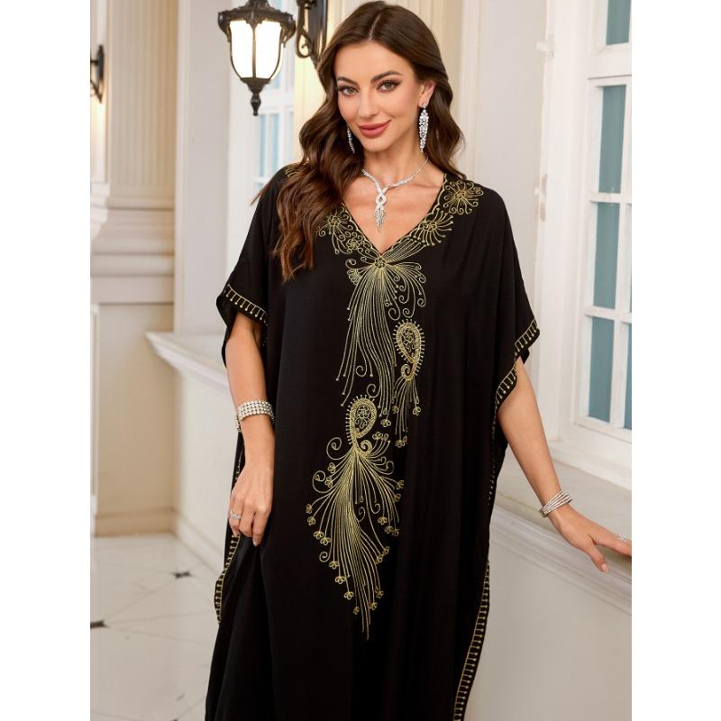 Moda damska Lato Wiosna Kwiatowy wzór Nadruk Rękawy 1/2 Dekolt w serek Luźna talia Sukienki codzienne