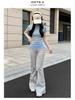Pantaloni da Yoga a Zampa d'Elefante Color Block da Donna - Vita Bassa, Vita Alta, Versatili, Snellenti per Primavera/Estate