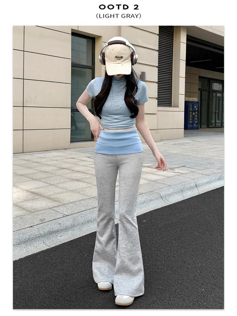 Pantaloni da Yoga a Zampa d'Elefante Color Block da Donna - Vita Bassa, Vita Alta, Versatili, Snellenti per Primavera/Estate