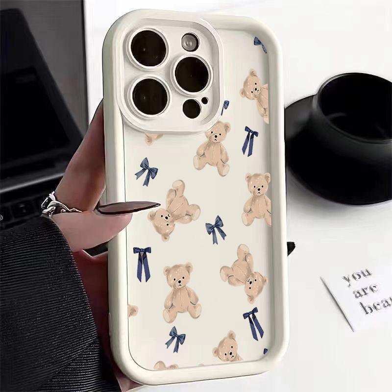 Cute Teddy Bear Bowknot Phone Case For Google Pixel 10 9 8 7 Pro XL 8A 7A 9Pro 7Pro 8Pro 9ProXL Silicone Cartoon Bumper Cover