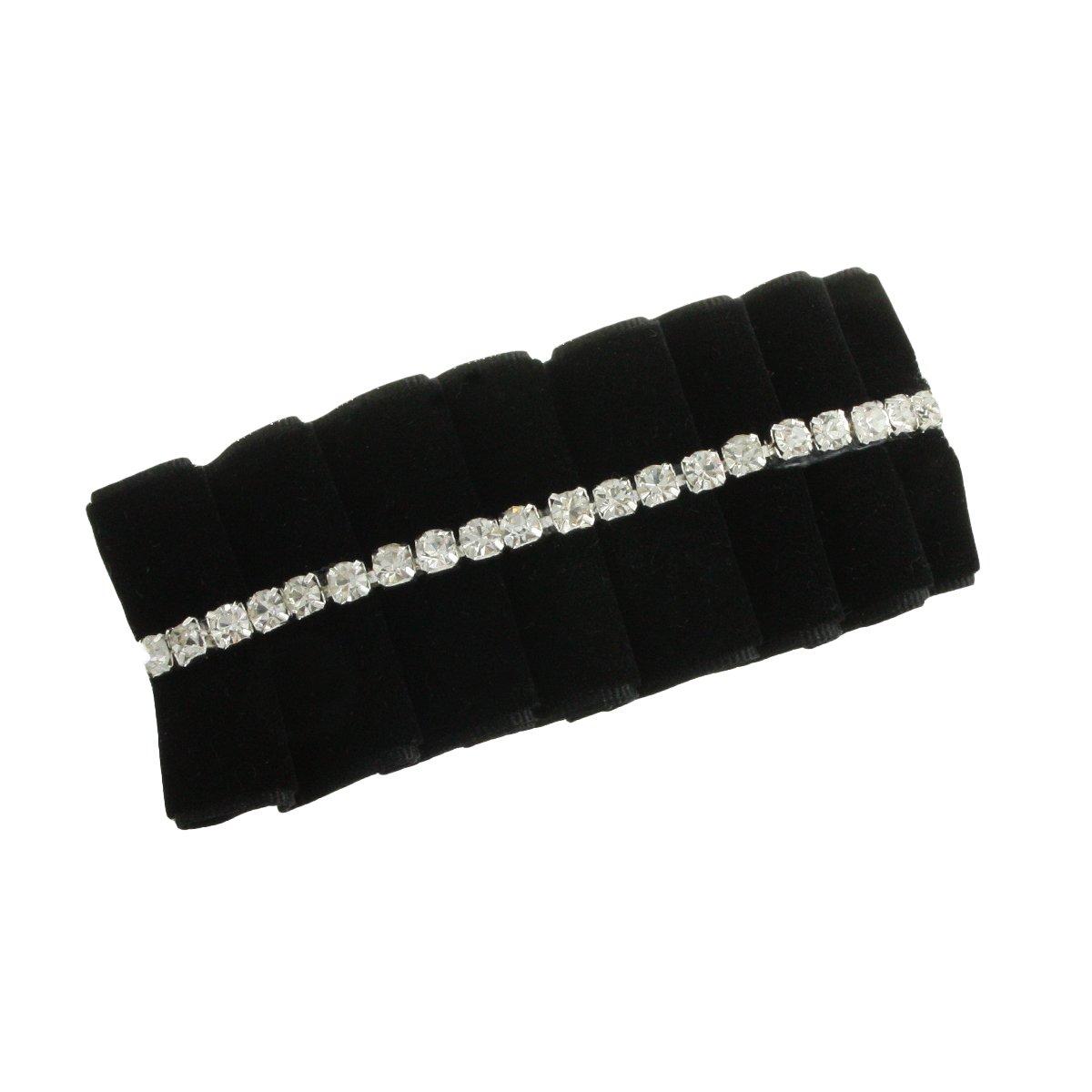 

VINGTAINE Velvet Stone Barrette Hair Clip Rhinestone Hair Accessory [Vintaine] H-789