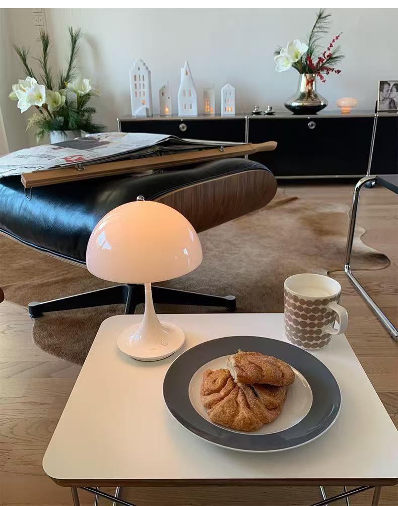 Slim Waist Mushroom Table Lamp: Dimmable, Eye-Protective Night Light for Bedroom and Living Room, European Style.
