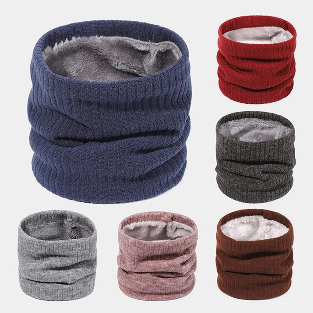 Unisex Double-Layer Fleece Neck Gaiter: Extra Thick, Warm, Solid Color Knitted Scarf for Autumn/Winter