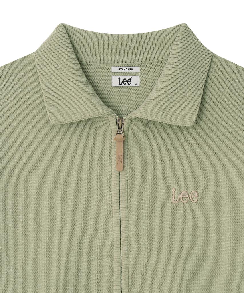 Lee Collared Zip-Up Cardigan Light Green